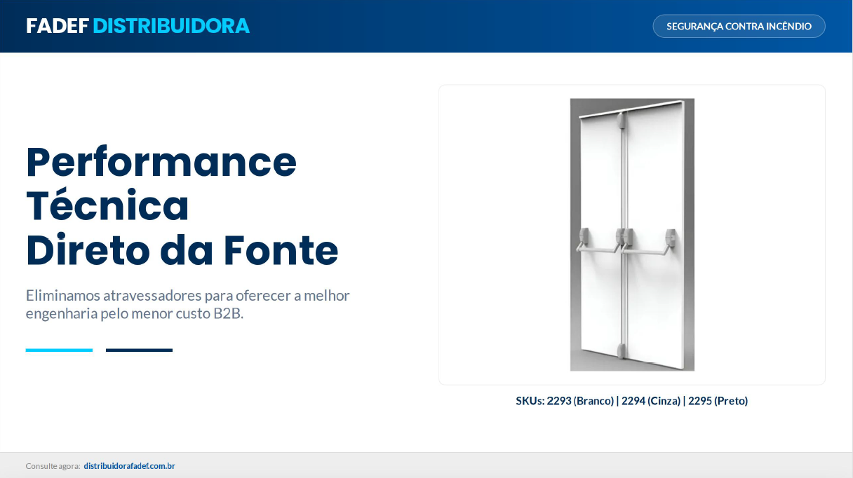 Imagem ilustrando uma porta corta fogo informando que a venda é direta pela Fadef Distribuidora